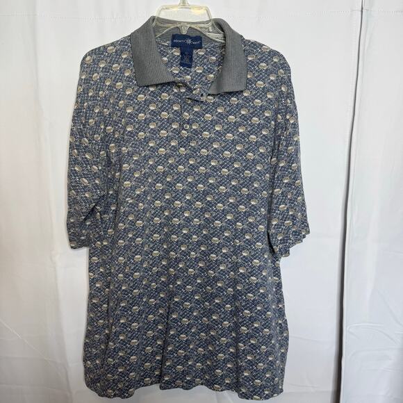 Points West Golf Polo Shirt L Made in Turkey Retro All Over Print - Picture 1 of 6